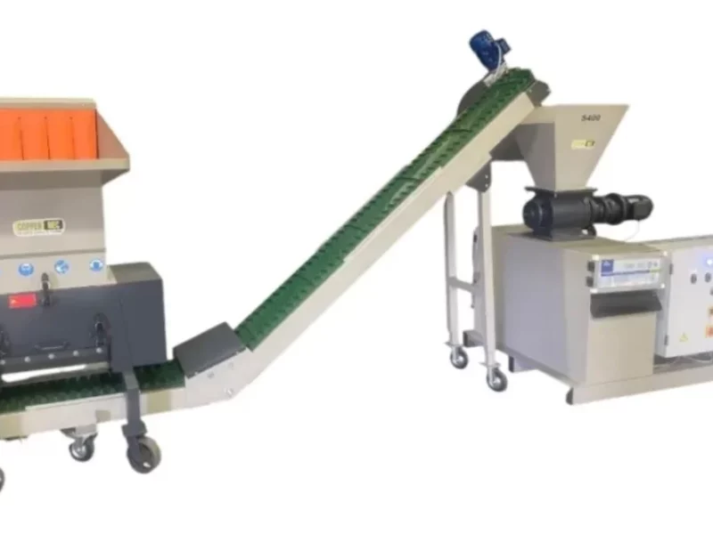 Ligne de recyclage de câbles Copper-Rec avec broyeur, convoyeur et séparateur